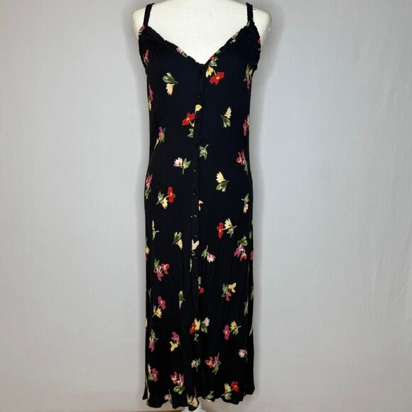 Billabong floral maxi dress with ruffled edges and button-up front - Picture 1 of 8